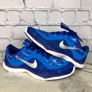 Nike Training Flex Trainer 6 Print Womens Blue Running Shoes Size 6.5 831578-401